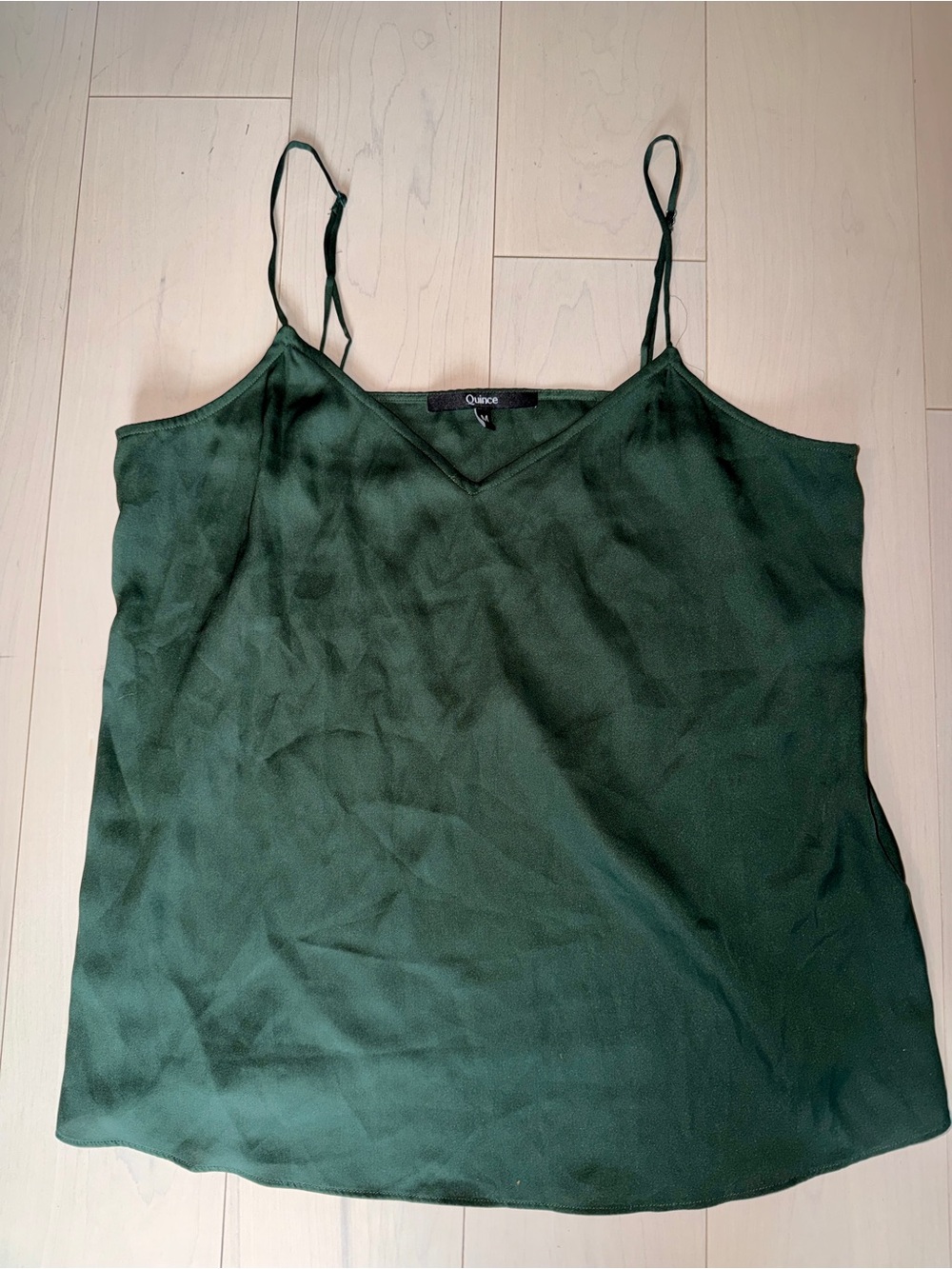 Quince Dark Green Satin V-Neck Camisole
